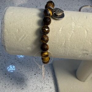 Elegant Tiger Eye Bracelet with Heart Charm